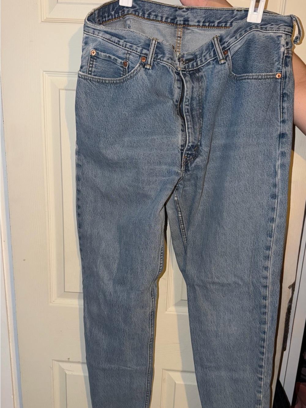 Vintage Levi's Men's Straight Jeans in Light Blue Denim